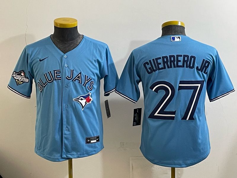 Youth 2025 Nike Toronto Blue Jays #27 Guerrero jr Light Blue Game MLB Jersey 03->youth mlb jersey->Youth Jersey